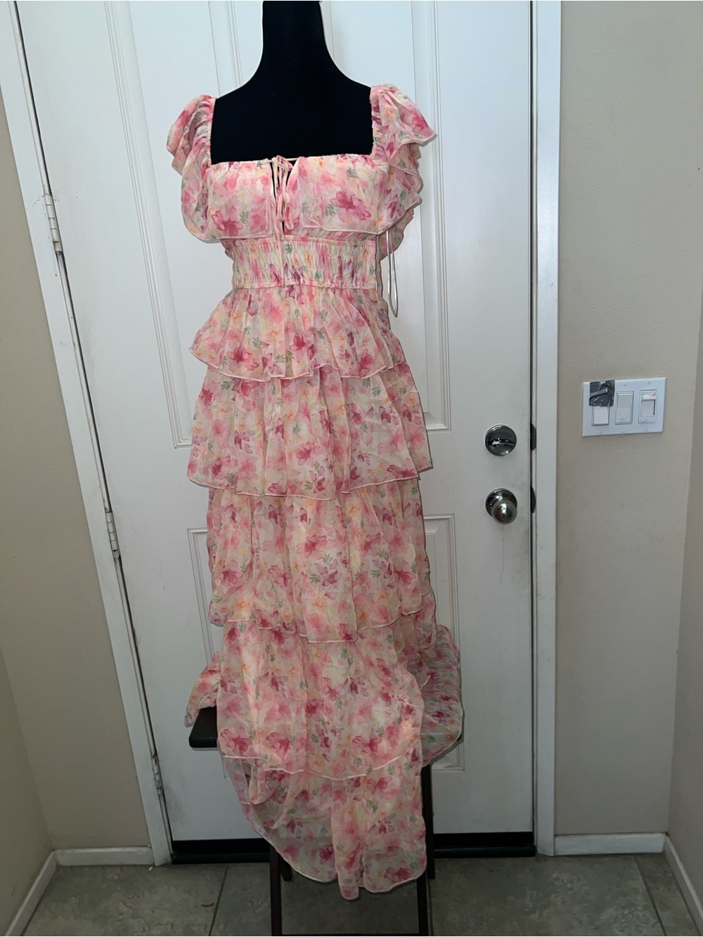 Petal & Pup Pink Floral Tiered Off-Shoulder Maxi Dress - Picture 8 of 8